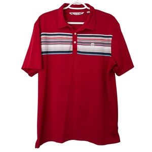 Travis Mathew‎ Mens Polo Shirt Red Striped Golf Casual Size Large